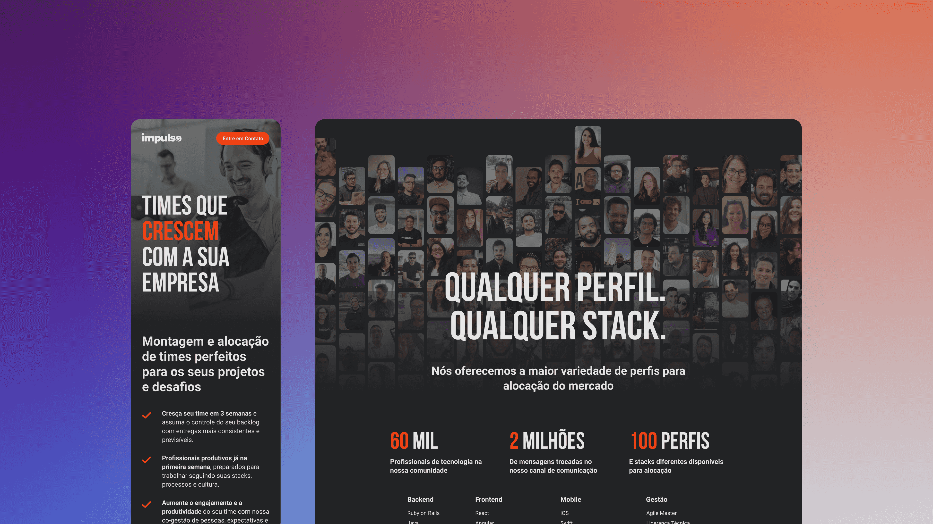 Impulso app, homepage user profile